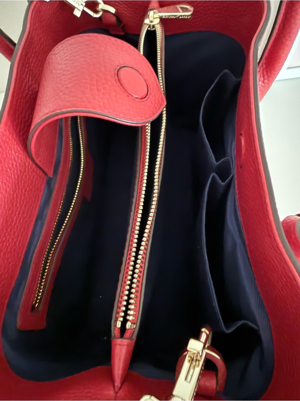 Aspinal of London Red Pebble Leather Midi Tote - Picture 4 of 13